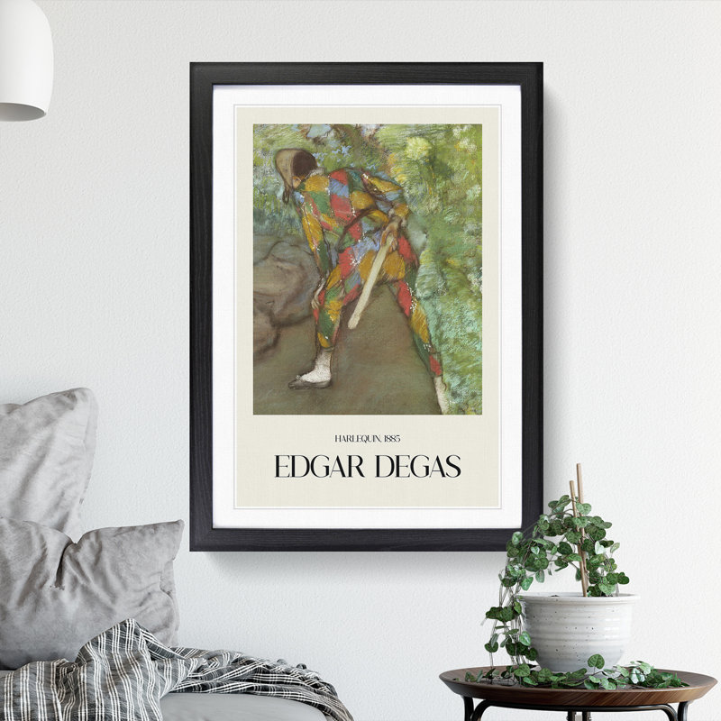 Harlequin by Edgar Degas - Single Picture Frame Print, 65cm H x 48cm W x 2cm D, Black Framed