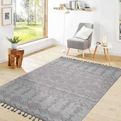 Tapis blanc / blanc / blanc traditionnel / intérieur / extérieur, collection Guros