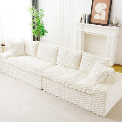 Velours blanc tortue multifonctionnel, tissu doux, confortable pour 4 personnes, convient aux petits espaces disposables de différentes façons, éponge de haute qualité, salon