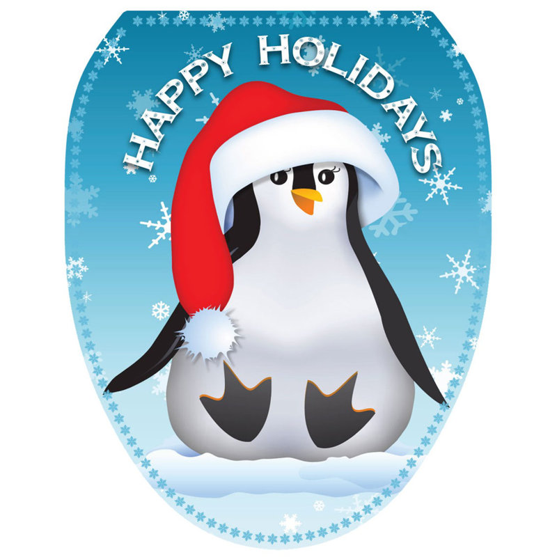 Décalcomanie de siège de toilette Holiday Penguin, Allongé