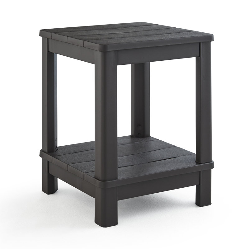 Keter Deluxe Adirondack Side Table Durable Resin Outdoor Double Tier Patio End Table (Choose Color), Brown