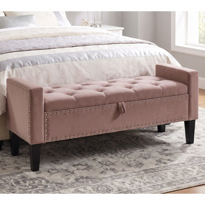 65" Storage Ottoman Bench for Living Room,Oversized Velvet Bed Bench with Armrests
