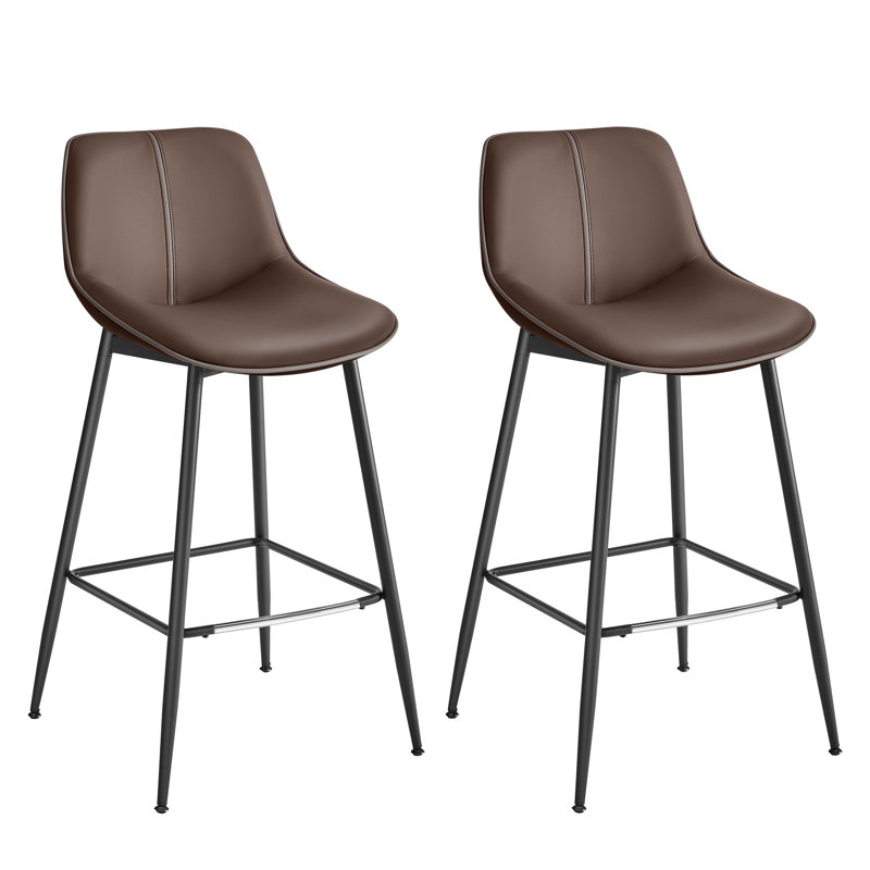 Borna Bar Stools Set of 2, Counter Height Bar Stools, Brown, Bar Stool (28.7" Seat Height)