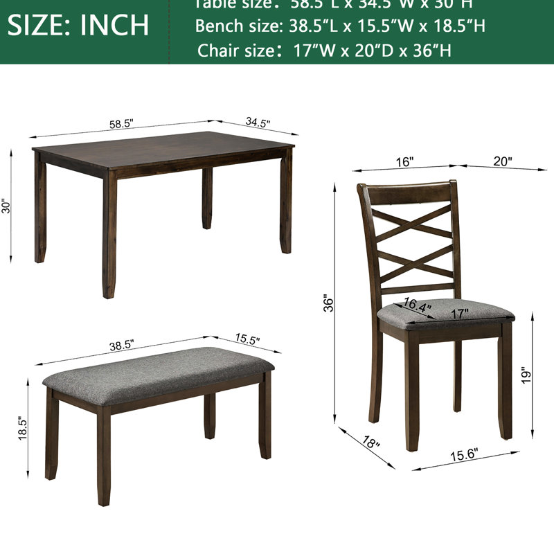 Spacieuse table de salle à manger rectangulaire en noyer pour la cuisine et les espaces, comprenant des coussins confortables et des pieds stables avec assise en bois massif, idéale pour les réunions de famille