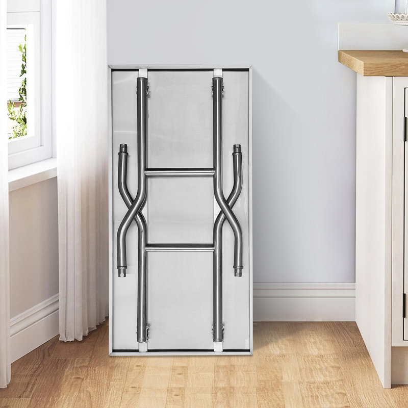 Table de préparation commerciale pliante, poste de travail commercial de 122 x 61 cm avec tablette inférieure, table pliante robuste en acier inoxydable supportant une charge de 136 kg, conçue pour la cuisine domestique, les restaurants et les garages.