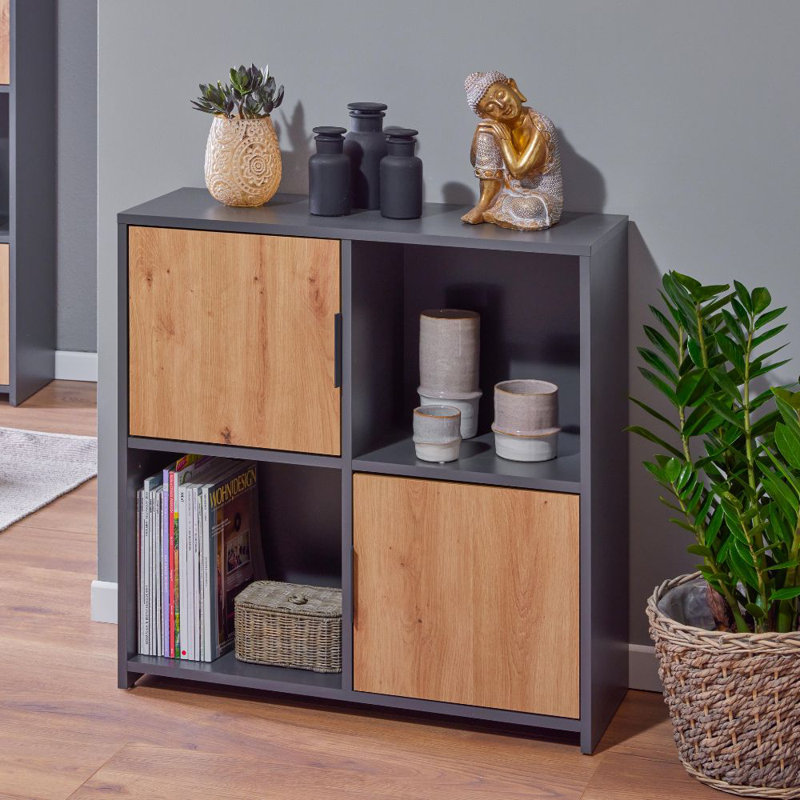 Aksil Bookcase, Grey/Brown/Blue