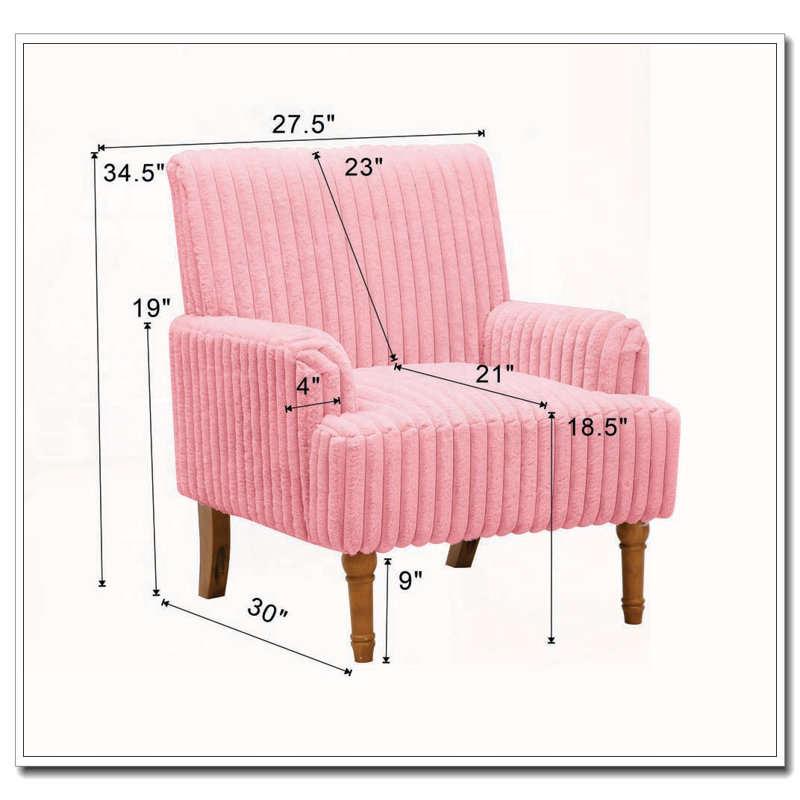 Modern Accent Corduroy Chair, Pink