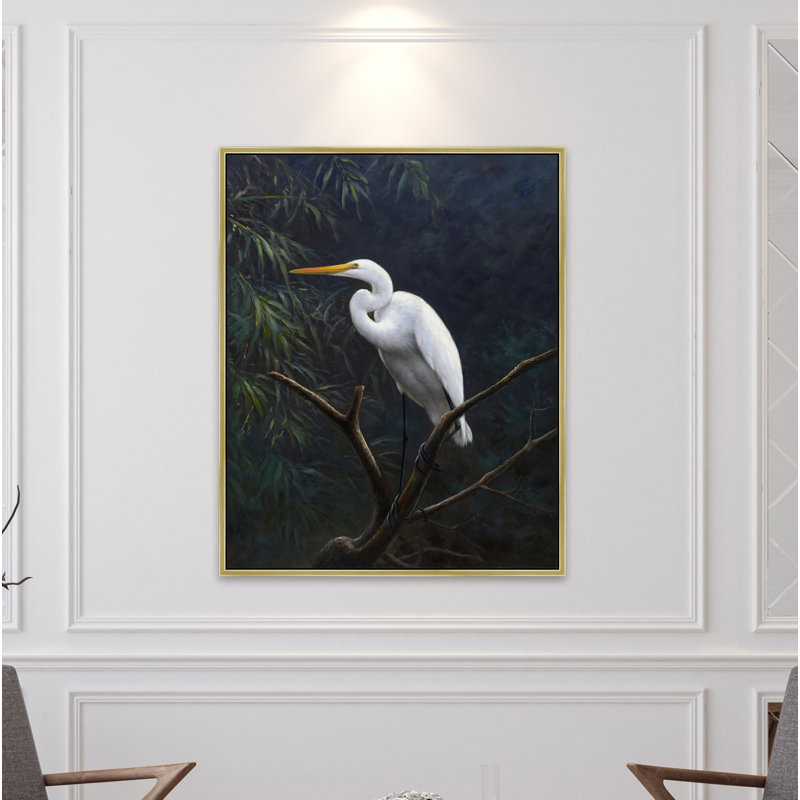 The Elegant Egret Painting, Gold