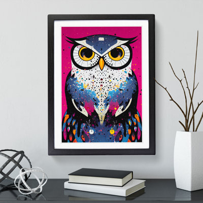 Paint Splashed Owl - Framed Print