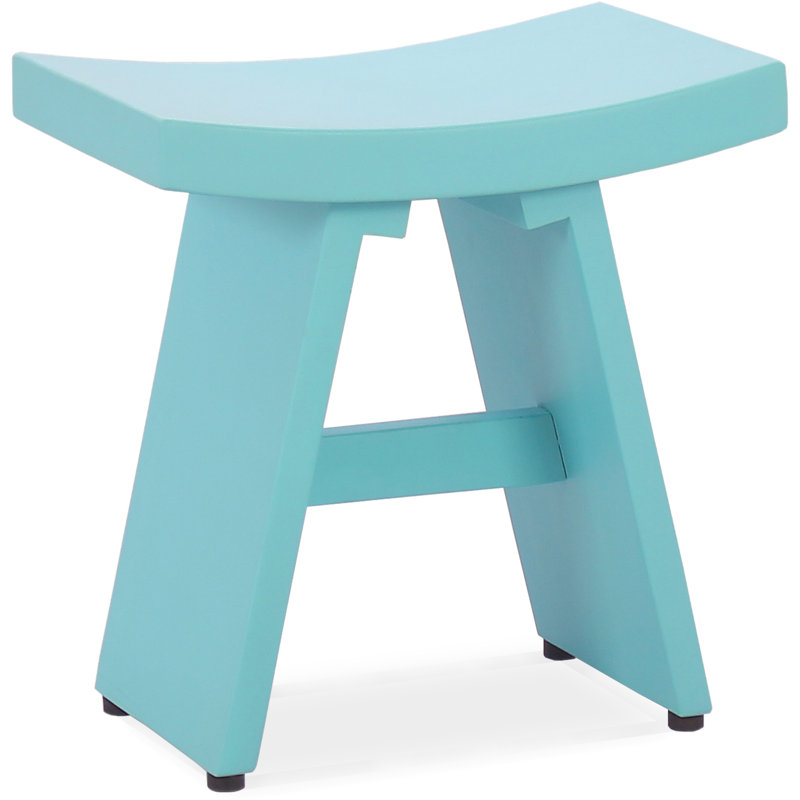 Asia Solid Wood Accent Stool, Blue