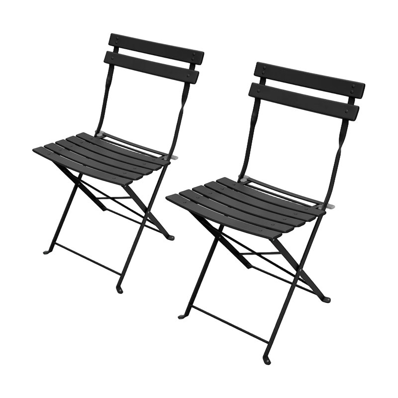 3-Piece Outdoor Folding Bistro Set, Black