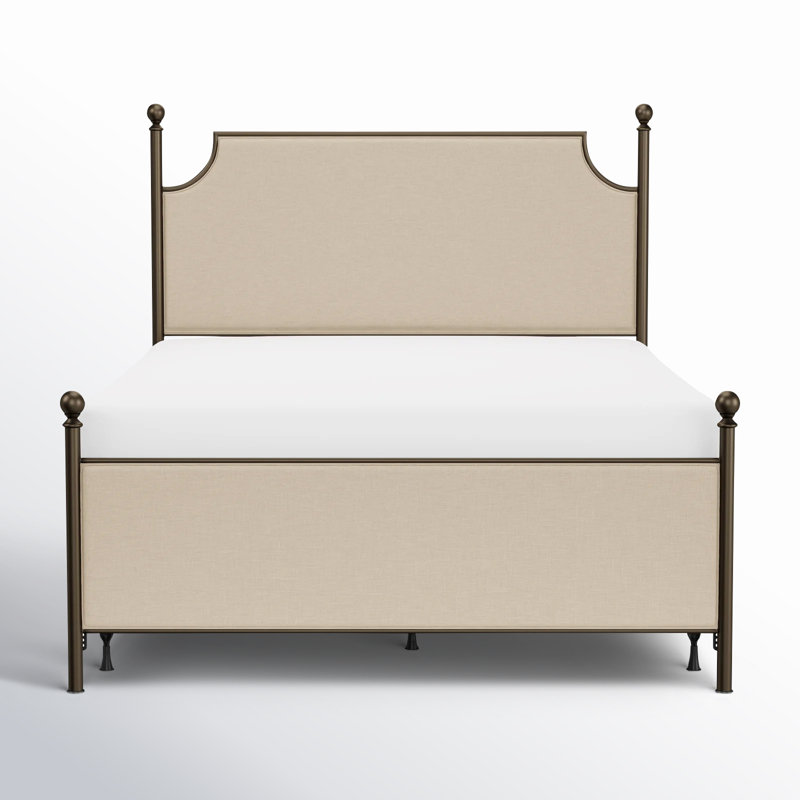 Olague Upholstered Metal Standard Bed, King, Oil Bronze