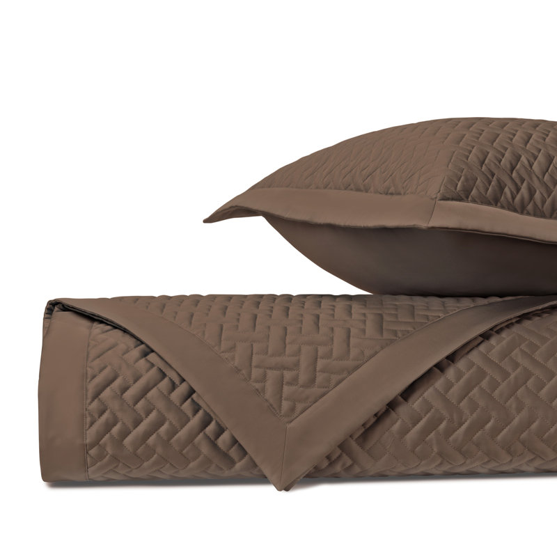 Basketweave Quilted Sateen Coverlet Set, King Quilt + 3 Euro Shams, Ricco