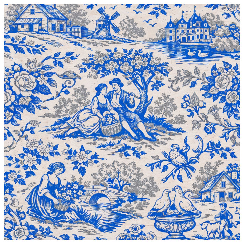 Rideaux de douche Blue Toile, 70in W x 72in H
