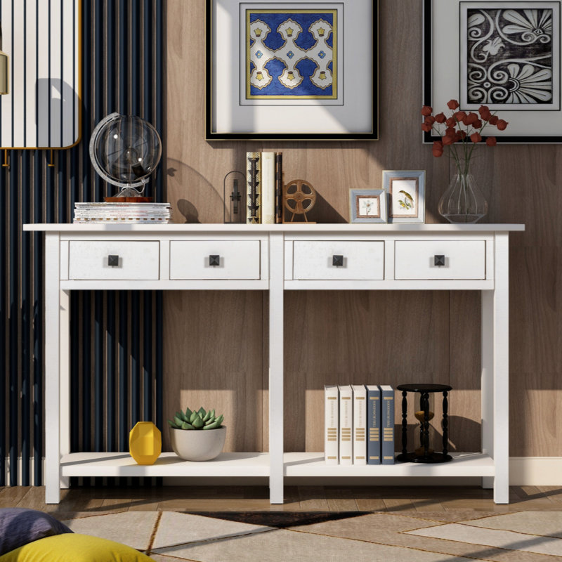 Console de table d'entrée Trissa, Blanc ivoire
