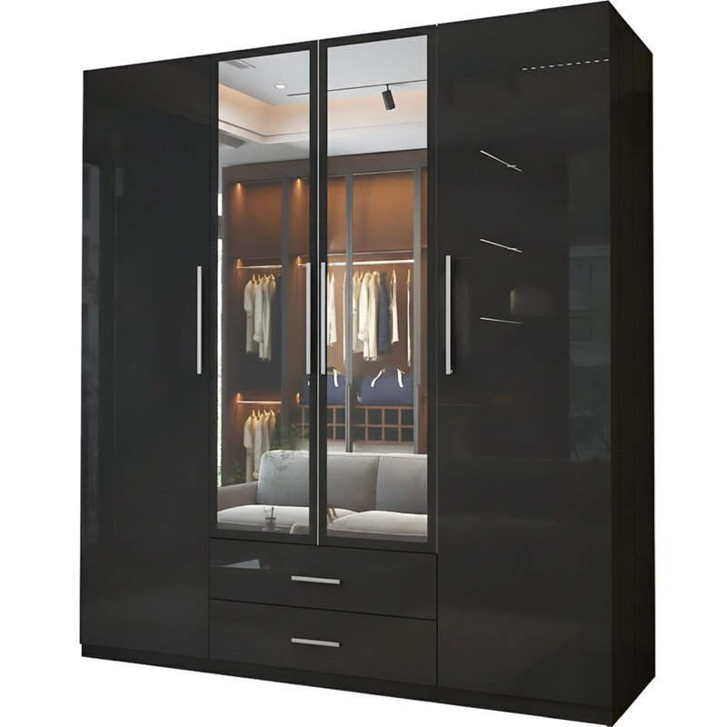 Manufactured Wood Wardrobe, Black 160cm