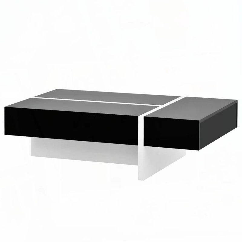 Rectangle High Gloss Surface Cocktail Table, Black/White