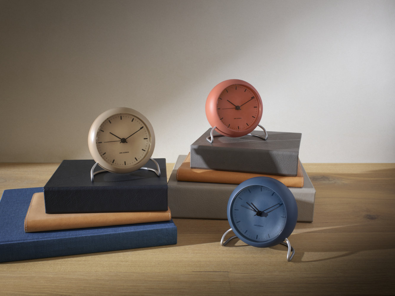 City Hall Electric Alarm Clock, Pale Orange/Silver