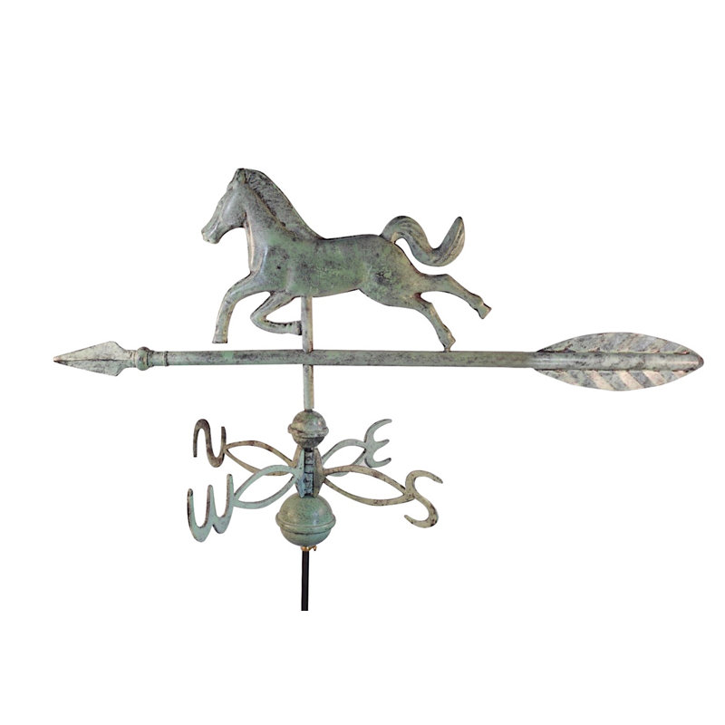 Girouette cheval avec toit, H 24 po x l 14 po x P 30 po, Vert-de-gris