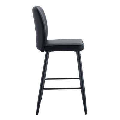 Modern PU Bar Chair Set Of Two Pieces With Smooth Line Design Backrest, Ideal For Various Venues And Comfortable Seating