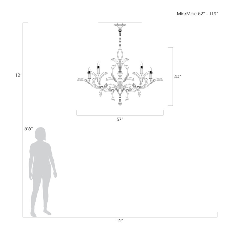 Lustre rond biseauté 57 po, Feuille d'argent
