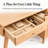 Natural Wood Makeup Vanity Set with Mirror, 4 Drawers, Open Shelves and Gray Upholstered Stool