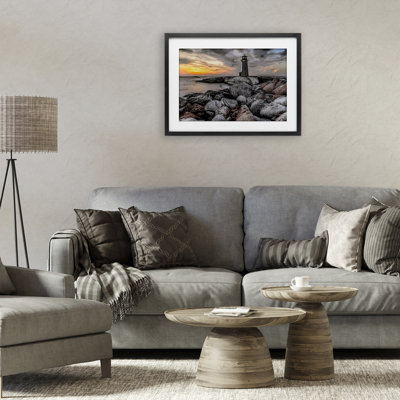 «Lighthouse Bay at Sunset», reproduction encadrée sous verre, design par Norm Stelfox