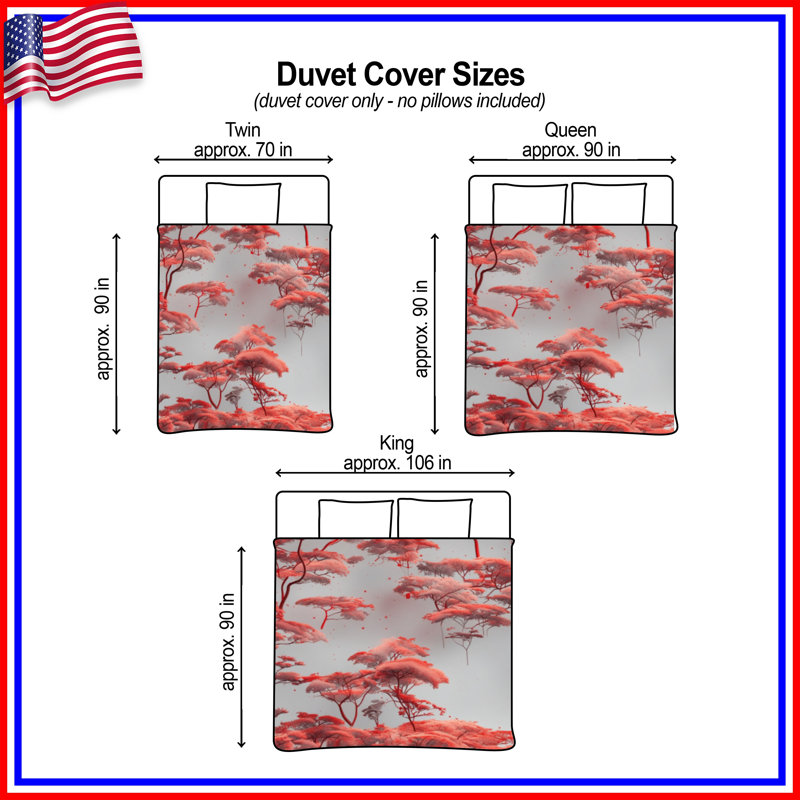Housses de couette Red Canopy Trees, Lit simple