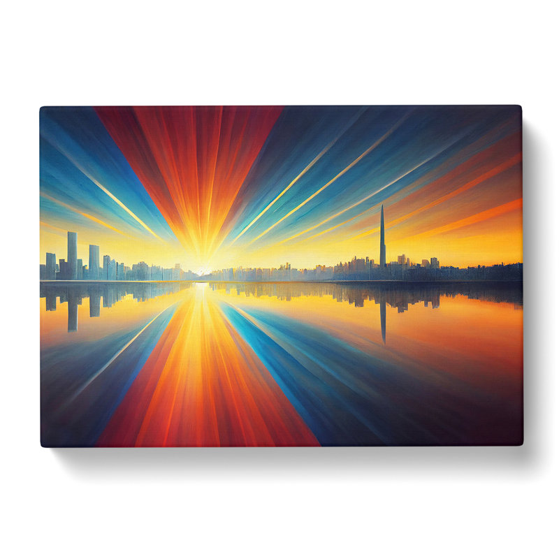 Reflective Skyline Architecture - Wrapped Canvas, 40cm H x 60cm W x 3cm D