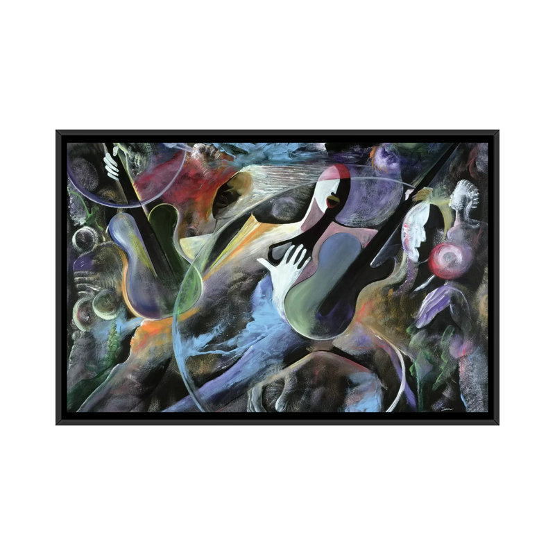 «jammin’print on toile, H 18 po x l 26 po x P 1,5 po, Toile avec cadre noir, Pas de tapis
