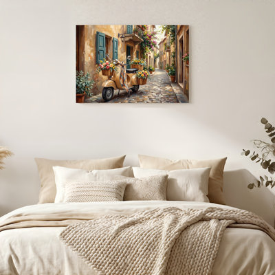 «Gallery Wrap», art mural sur toile pour le salon, la chambre à coucher, le bureau ou le vestibule - décoration murale décorative avec rue scooter