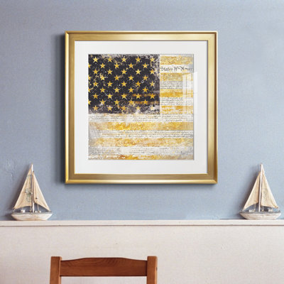 «Americana Flag» par J Paul, reproduction d'art graphique sur papier encadrée