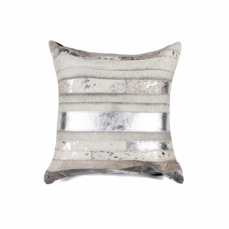 Coussin 18 "en peau de vache abstraite, Argent gris