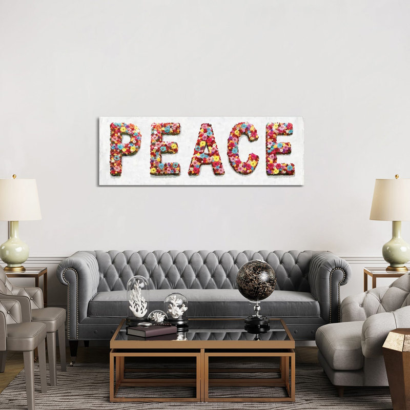 Floral Peace 1 Piece Wrapped Canvas Panoramic Wall Art, 152.4 cm H x 50.8 cm W x 1.91 cm D