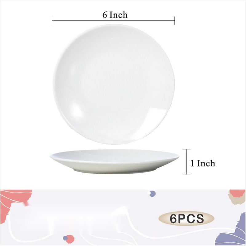 White Porcelain 7-Inch Stackable Dessert Plates, Set of 6