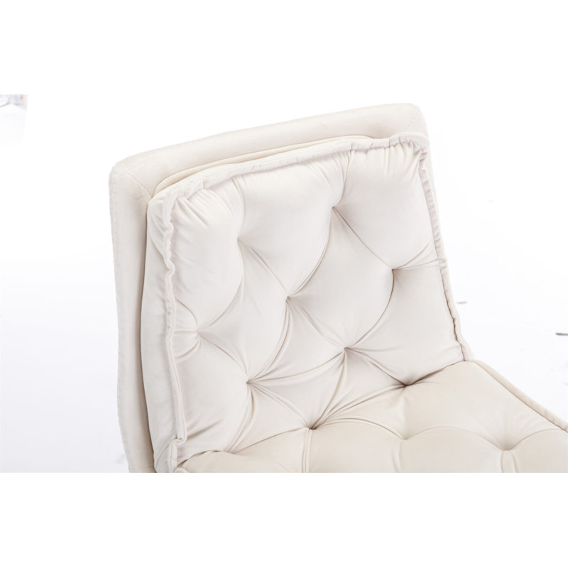 Ensemble de 2 tabourets de bar réglables avec dossier et repose-pieds, Crème, crème