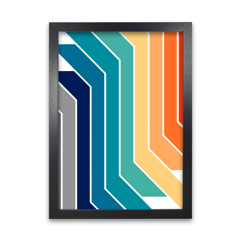 Modern Rainbow Stripes B - Print, Black Frame, 30cm H x 21cm W x 3cm D