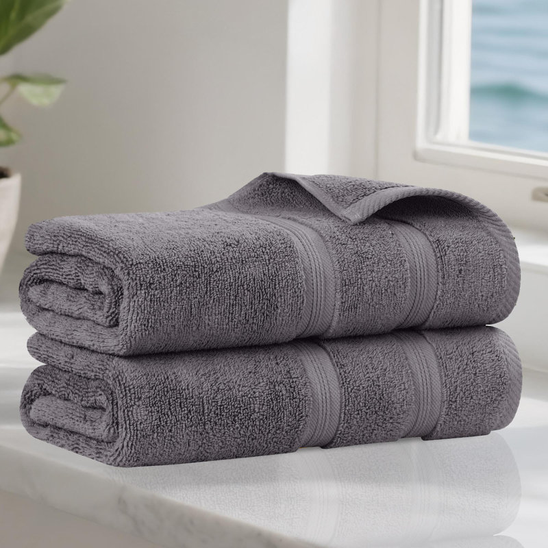 Smart Quick-Dry Zero Twist Cotton Bath Sheets, Set Of 2, Gray