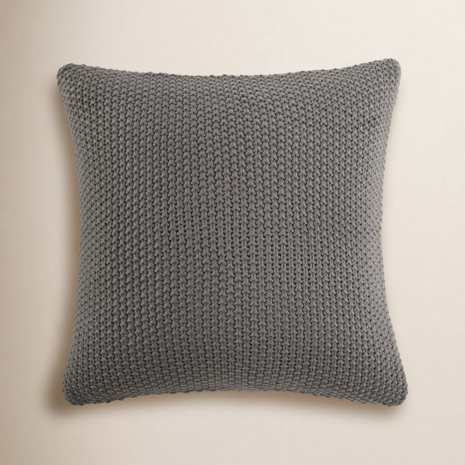 Textured Knit Throw Pillow, Gray