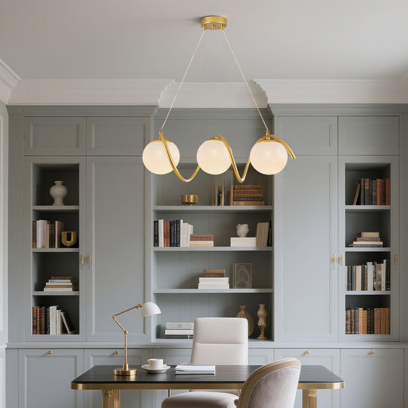 Luminaire suspendu en verre 3 lumières pour îlot de cuisine 3 lumières, Trois lumières