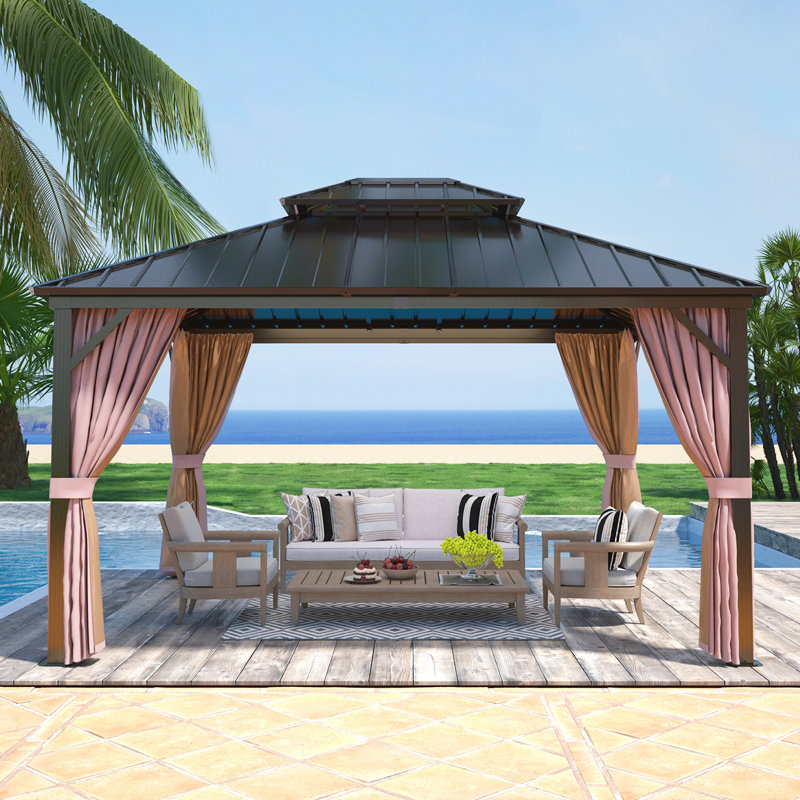 14 pi. L 12 pi. D Pavillon de jardin en acier