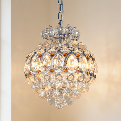 Entryway Hallway Crystal Chandelier Chrome Tone Iron Crystal Mini Pendant Lamp For Foyer Corridor