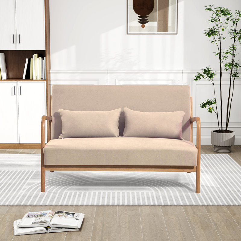 Avonta 47.6'' Upholstered Loveseat, Avonta Beige Polyester