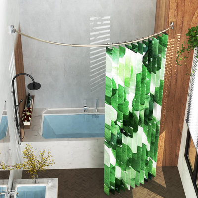 Barre de rideau de douche incurvée pour salle de bain, réglable de 96,5 à 183 cm (38 à 72 pouces), nickelée