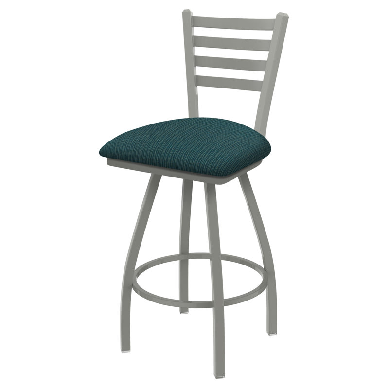 Tabouret de bar pivotant de 36" Evers, Nickel anodisé, Tissu - marée graphique, Extra Tall (36” Seat Height)