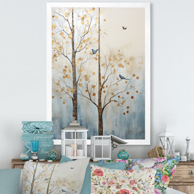 " Minimalism Gold And Blue Trees Scene III "