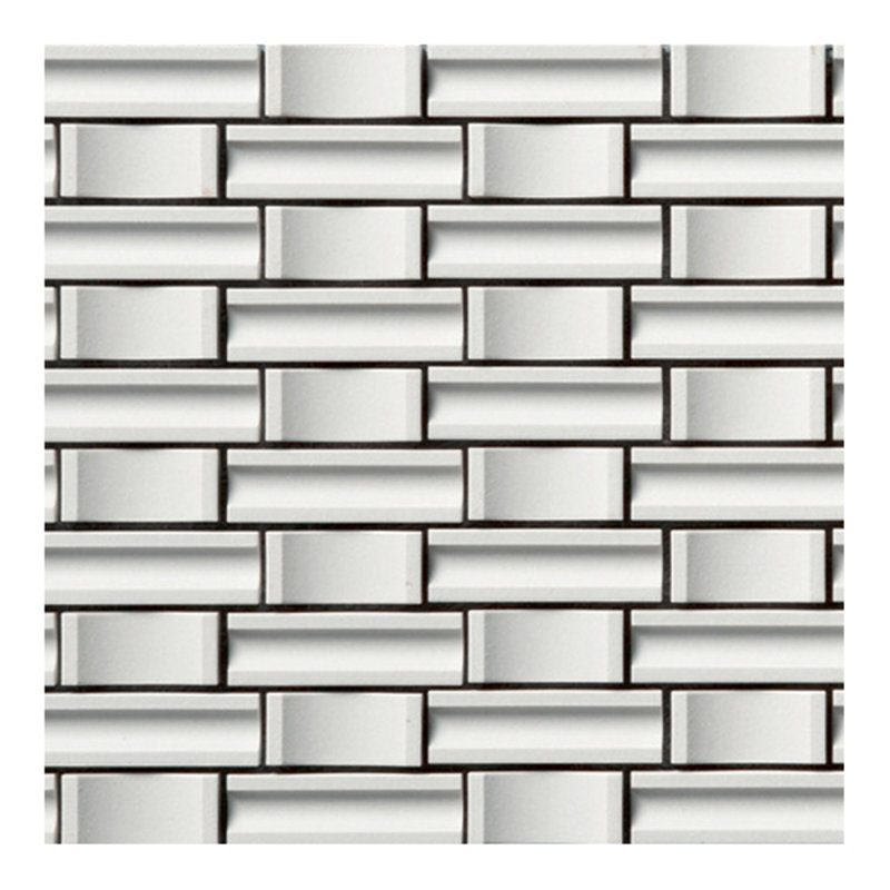 Crochet 1.06 in. x 3.43 in. Basketweave Ceramic Tile, White