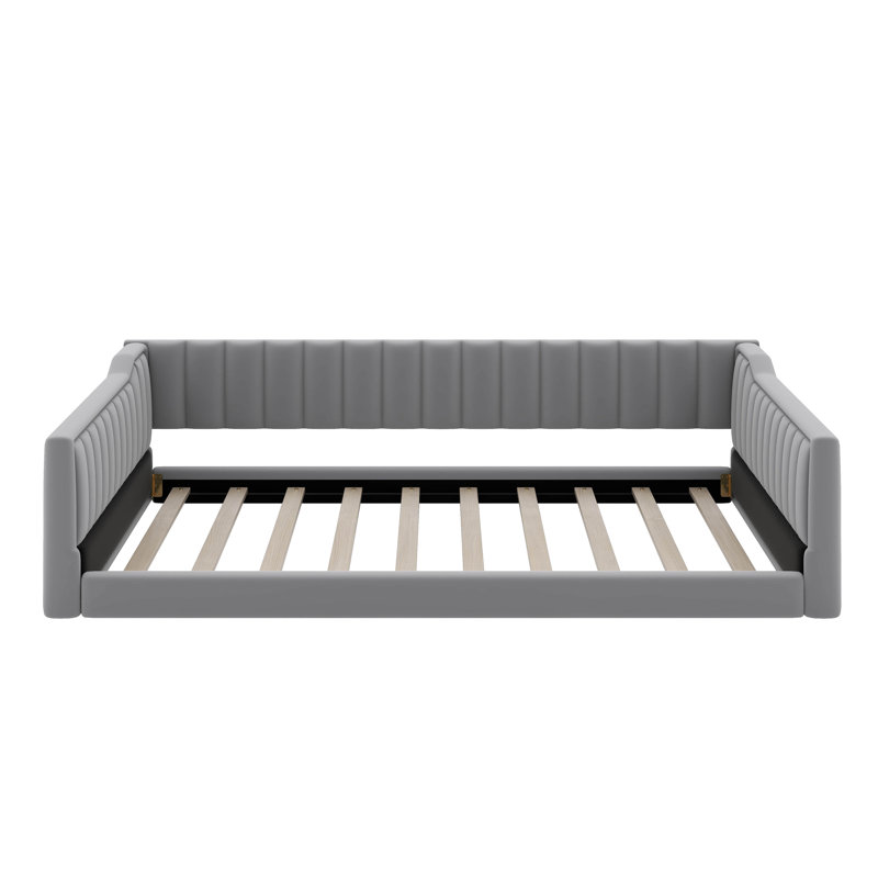 Upholstery Daybed With Side Storage Pocket, Full XL, Gray