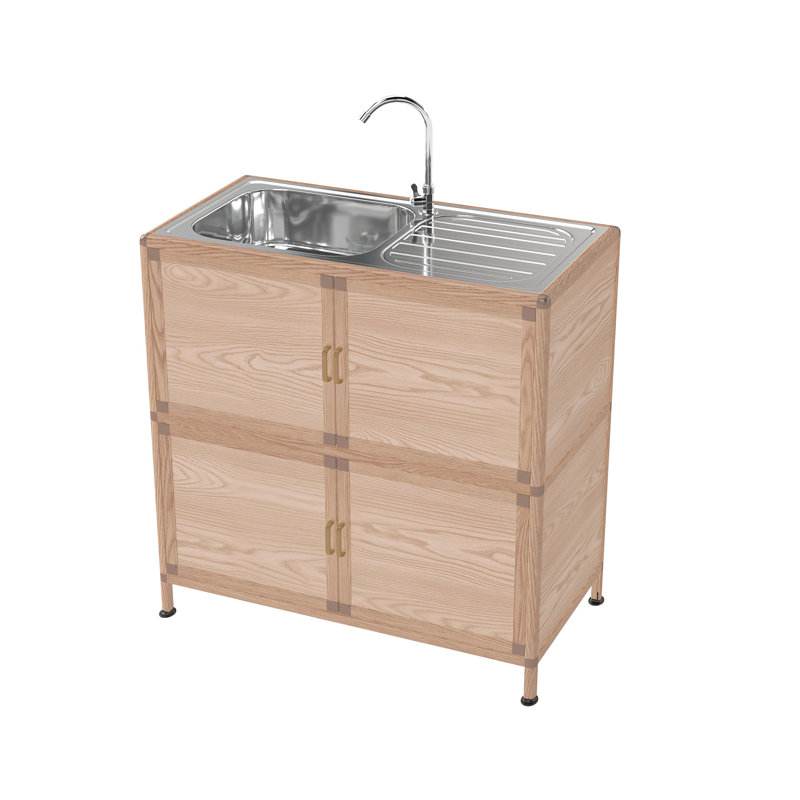 Meuble-lavabo sur pied Modern Modern, Bois naturel