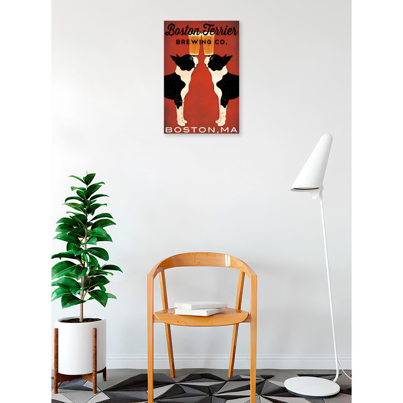 «Boston Terrier Brewing Co Boston» par Ryan Fowler, reproduction d'art sur toile tendue, H 18 po x l 24 po